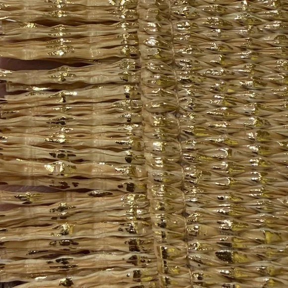 NWT Tommy Bahama Gold and Tan woven bag with Bamboo Handle & Crossbody Strap - Picture 15 of 16